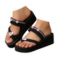 thumbnail image 3 of DAFEI Summer New Diamond Strip Color Gradient Floral Large Thick Soled Korean Version Of The Beach Fairy Slippers, 3 of 8