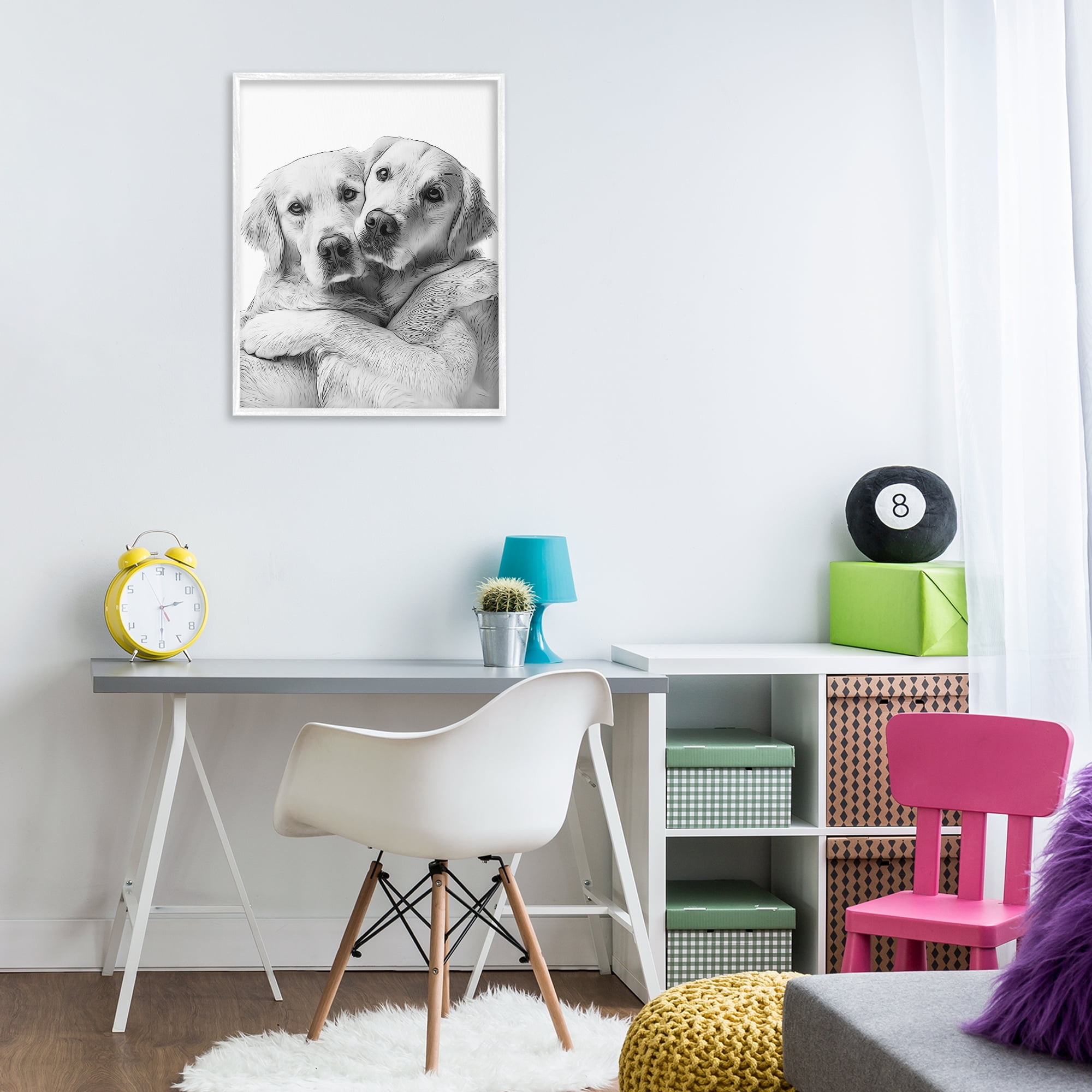 Stupell Industries Two Hugging Dogs Animals & Insects Painting White Framed Art Print Wall Art, 24 x 30