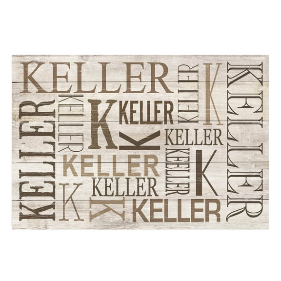 Personalized Planet 27x18 Family Name and Initial Doormat with Custom Personalization Printed on Cream Rectangular 1/8” Thick Non Slip Mat for Kitchen Hallway Deck or Porch