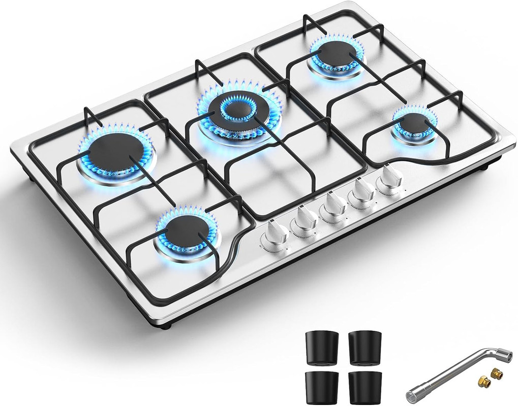 VBGK 30 Inch Gas Stove, Built-in Propane Gas Cooktop with 5 Burner,Gas Cooktop NG/LPG Convertible