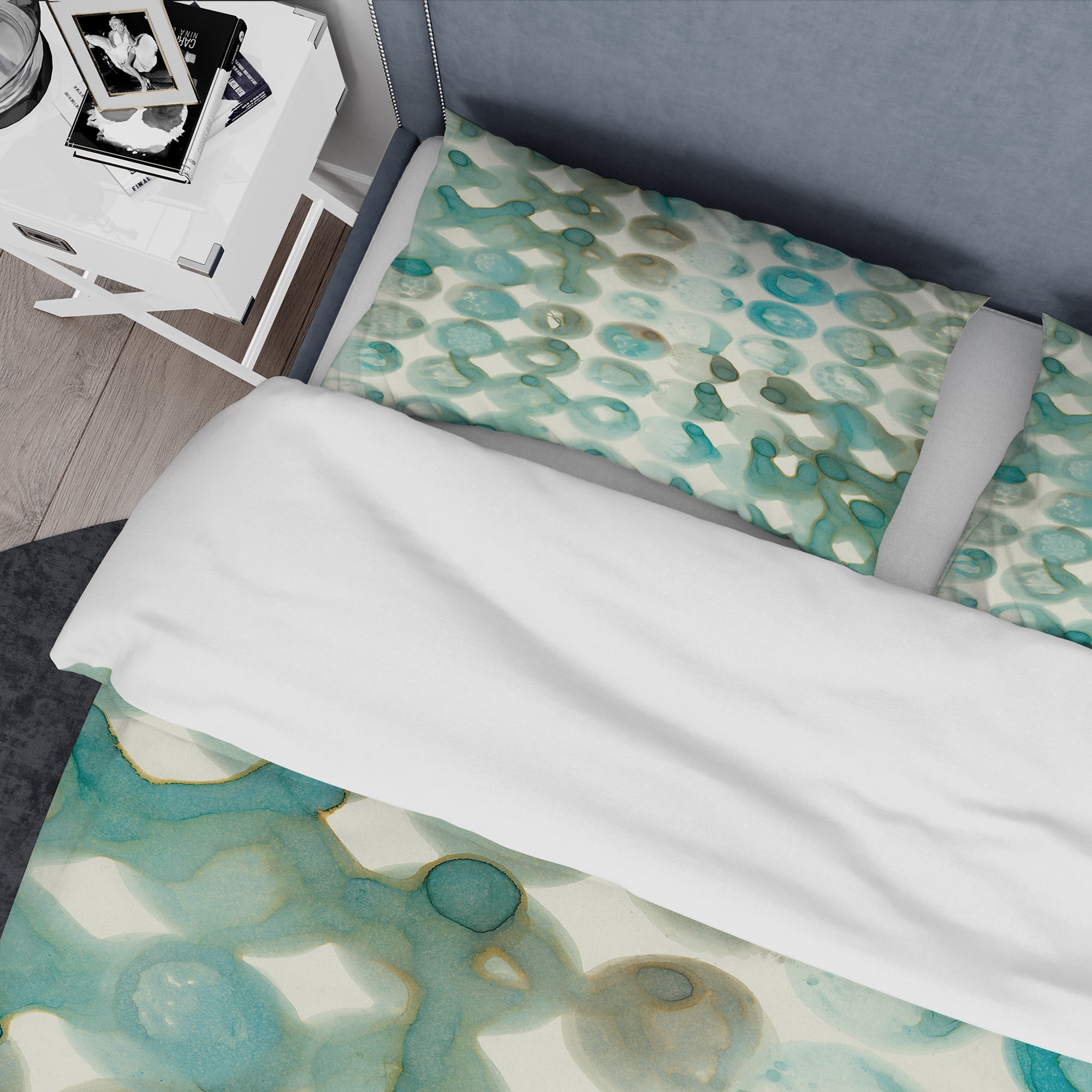 Designart 'Turquoise Watercolor geometrical I' Geometric Duvet Cover Set