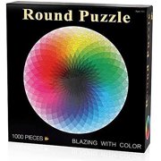 Herize Rainbow Jigsaw Puzzles 1000 Pieces for Adults | Gradient Color Rainbow Large Round Jigsaw Puzzles Difficult and Challenge 26.6X26.6 Inch