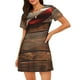 thumbnail image 1 of Easygdp Rustic American Flag Wood Camisón de manga corta para mujer, informal, estampado, 1 of 6