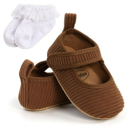 

Oaktree New Snow Baby Shoes Boy Girl Shoes Crib Shoes Winter Warm Cotton Anti-slip Sole Newborn Toddler First Walkers Shoes + Socks Two Piece 0-18M Autumn