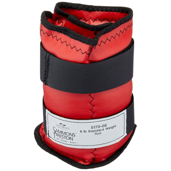 Sammons Preston Cuff Weight, 8 lb, Red, 2 Velcro Strap & D-Ring Closure, Grommet for Easy Hanging, Lead Free Steel Ankle & Wrist Weights, For Strength Building & Injury Rehab, Sold Individually