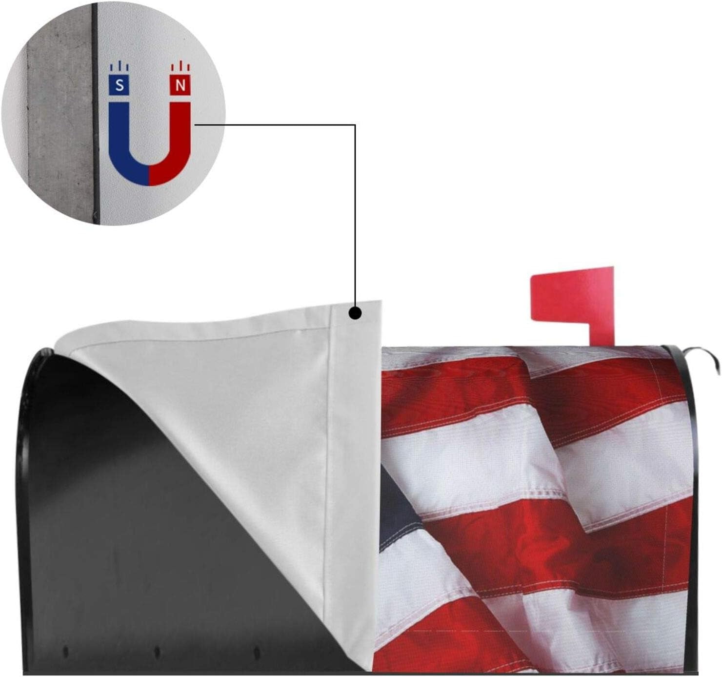 American Flag Welcome Magnetic Mailbox Cover, Mailbox Wrap Decorative for Garden Yard Home 25.5x21 in