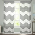 thumbnail image 2 of Grey Ripple Sheer Curtains 96 Inches Long 2 Panels Set, Window Sheer Curtains for Living Room/Bedroom, Simple Gray White Waves Aesthetics Light Filtering Rod Pocket Curtain 52'' x 96'' x 2, 2 of 7