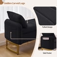 thumbnail image 4 of Aemeios 66"W Teddy Tufted Storage Bench for Bedroom End of Bed with Gold Legs and Two Pillows, Black, 4 of 10