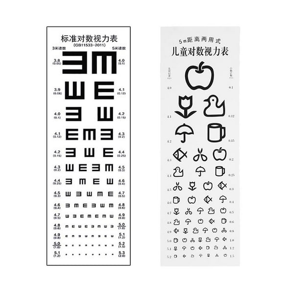 2 Pc Kindergarten Kids Adult Eye Chart Visual Testing Chart For School