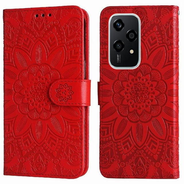 Funda tipo cartera GANGXUN para Honor 200 Lite 5G , diseño girasol, cuero PU, soporte, cierre magnético, tarjetero