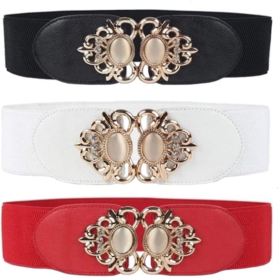 3pcs Wide Waist Belts for Women, Vintage Stretchy Belt Retro Fashion Cinch Belts for Dresses