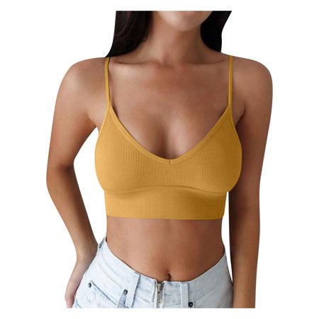 

Dtydtpe bras for women Bras Vest Rimless Push Bralette Women Up Sticky Strapless Adjustment Yellow
