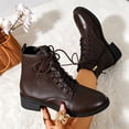 thumbnail image 2 of Puntoco Women's Chelsea Dress Boots Square Toe Ankle Boots for Women Lace Up Business Work Shoes Brown 9.5, 2 of 8