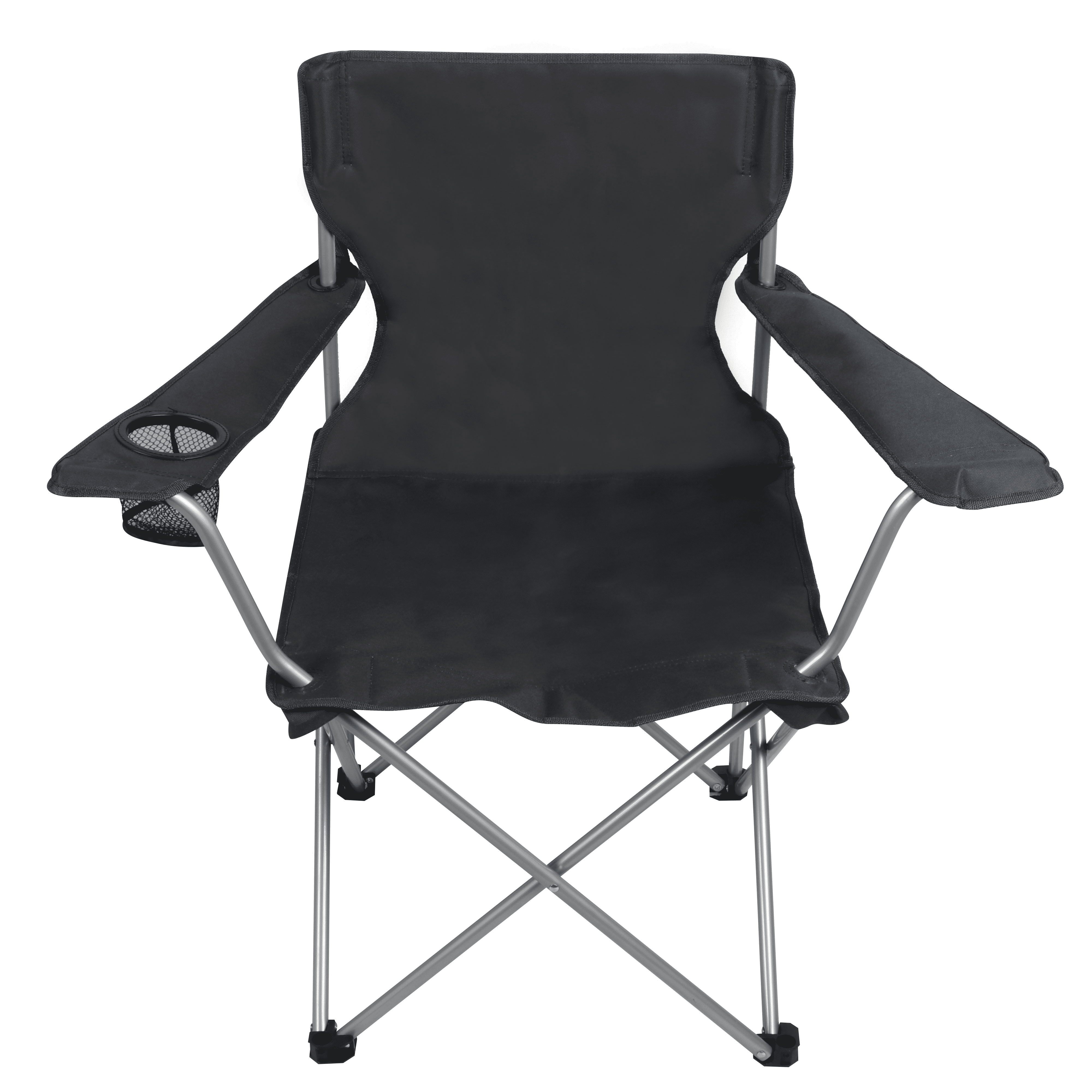 (2 pack) Ozark Trail Quad Folding Camp Chair with Cup Holder, Black