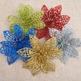 thumbnail image 4 of POINTERTECK 5Pcs Glitter Hollow Artificial Christmas Flower Ornament Xmas Tree Garland Decor Red One Size, 4 of 13