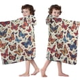 thumbnail image 4 of Colorful Butterfly Leaf Flower Beige Pattern Hooded Bath Towel，50"x30" for Ages 3 To 12 Kids, Quick Dry Lightweight Soft Microfiber Hood Beach Towel Cover Up for Kids, 4 of 7