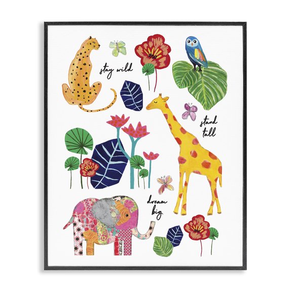 Stupell Industries Bohemian Stay Wild Safari Animals Black Framed Giclee Art, 11 x 14, by Jennifer McCully