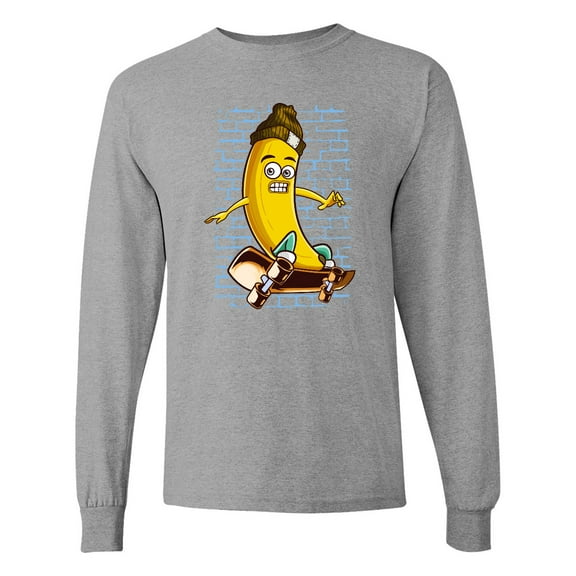 Inktastic Skateboarding Banana Funny Skater Long Sleeve T-Shirt