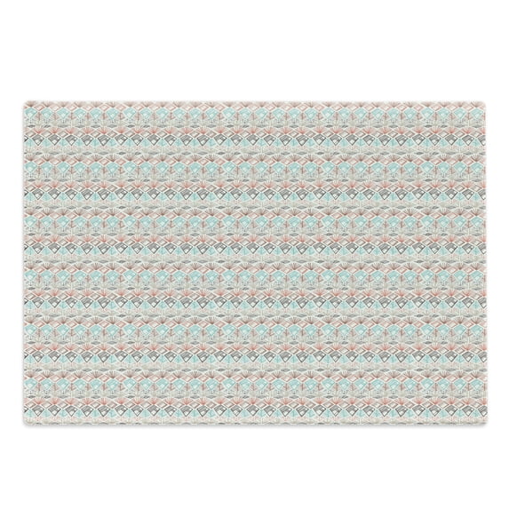 Boho Cutting Board, Pastel Colored Geometrical Shapes Art Print Peruvian Folkloric Retro, Decorative Tempered Glass Cutting and Serving Board, Large Size, Multicolor, by Ambesonne