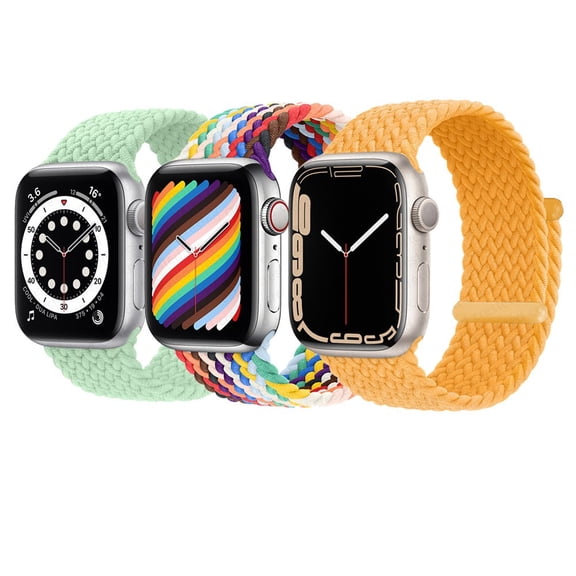 2 Pack/3pack Braided Solo Loop Sport Bands Compatible for Apple Watch Band 38mm 40mm 41mm soft Stretchy wristband Women Men Elastic strap Compatible for iWatch Series 7/6/SE/5/4/3/2/1