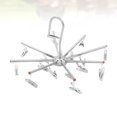 thumbnail image 3 of Percha de acero inoxidable plegable con gancho antideslizante para secar ropa, con 16 pinzas para el hogar y el dormitorio., 3 of 7