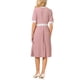 thumbnail image 3 of Vestido de manga corta plisado para mujer, tendencia 2025, vestido midi A-line casual de color contrastante, M Rosa, 3 of 5