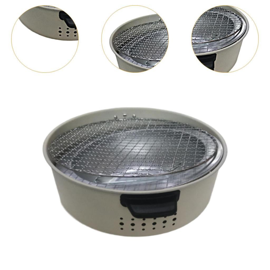 Wswqop Charcoal Grill Round Firepit with Grill Pits Tabletop Stove for Backyard Outdoor