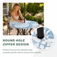 thumbnail image 4 of Round Outdoor Tablecloth with Umbrella Hole and Zipper, Sky Blue White Pineapple Tablecloth with Elastic Waterproof, Tropical Summer Botanical Fruits Patio Table Covers for 36" - 44" Pool Tables, 4 of 9