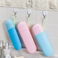 thumbnail image 5 of FELTECHELECTR Travel Toothbrush Containers Toothbrush and Toothpaste Storage Travel Wash Case Pink 1Set, 5 of 8