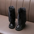 thumbnail image 5 of VNKIDY Girls Kids Solid Color Mid Calf Boots Fuzzy Upper Smooth Leather Thick Sole Warm Shoes For Winter Casual Daily Wear Stylish Footwear, 5 of 8