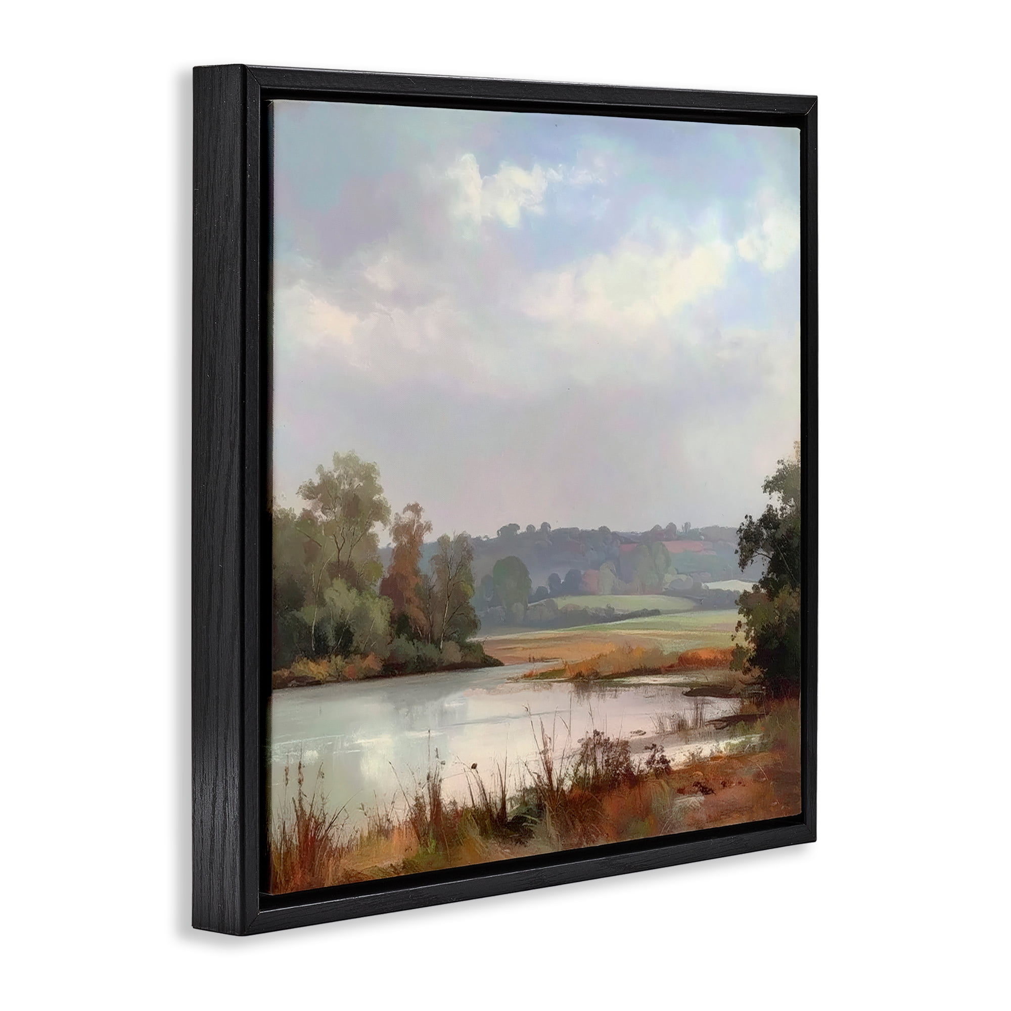 Stupell Industries Riverside Grove Scenery Black Framed Floater Canvas Wall Art, design by Alonza Saunders
