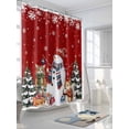 thumbnail image 3 of Red Christmas Small Stall Shower Curtain, Waterproof Shower Curtains for Bathroom, Snowman Pine Tree Animals Winter Snowflake Washable Fabric Cloth Bath Curtain for Bathtub with Hooks 36x72 Inches, 3 of 6