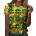 thumbnail image 2 of Xuyuer St Patricks Day Shirt Women Summer T-Shirts Shamrock Tee St Patrick's Day Round Neck T-Shirt Funny Irish Lucky Shamrock Short Sleeve Casual Tops, 2 of 7