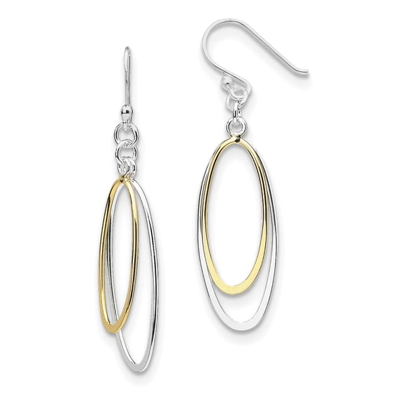 Primal Silver Sterling Silver Dangling Double Oval Earrings