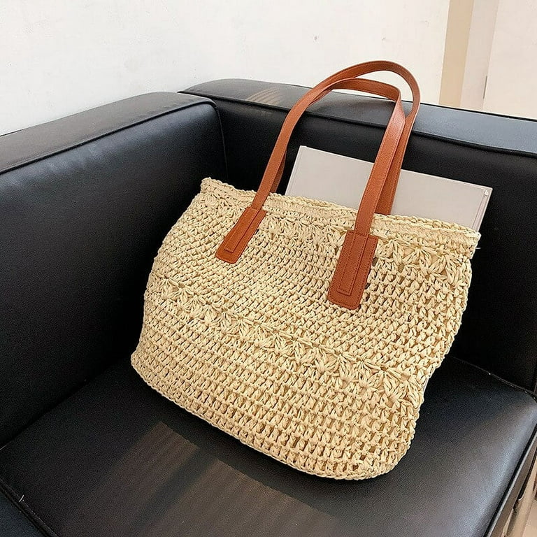 Cocopeaunt Summer Woven Shoulder Bags for Women Fashion Weave Tote Bag New Brand Designer Handbags All Match Top Handle Ladies Bag Sac, Adult Unisex