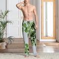 thumbnail image 2 of Fotbe Watercolor Green Leaves Pantalones de Pijama para Hombre, Pantalones de Dormir, Pantalones de Casa con Cintura Ajustable y Bolsillos-Small, 2 of 6