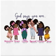 Canvas Print | God Says You Are | Girls Room Decor | Wall Canvas | Girls Bedroom | Wall Art | African American | 16x16 | Square Wall Art | Kids Room Decor