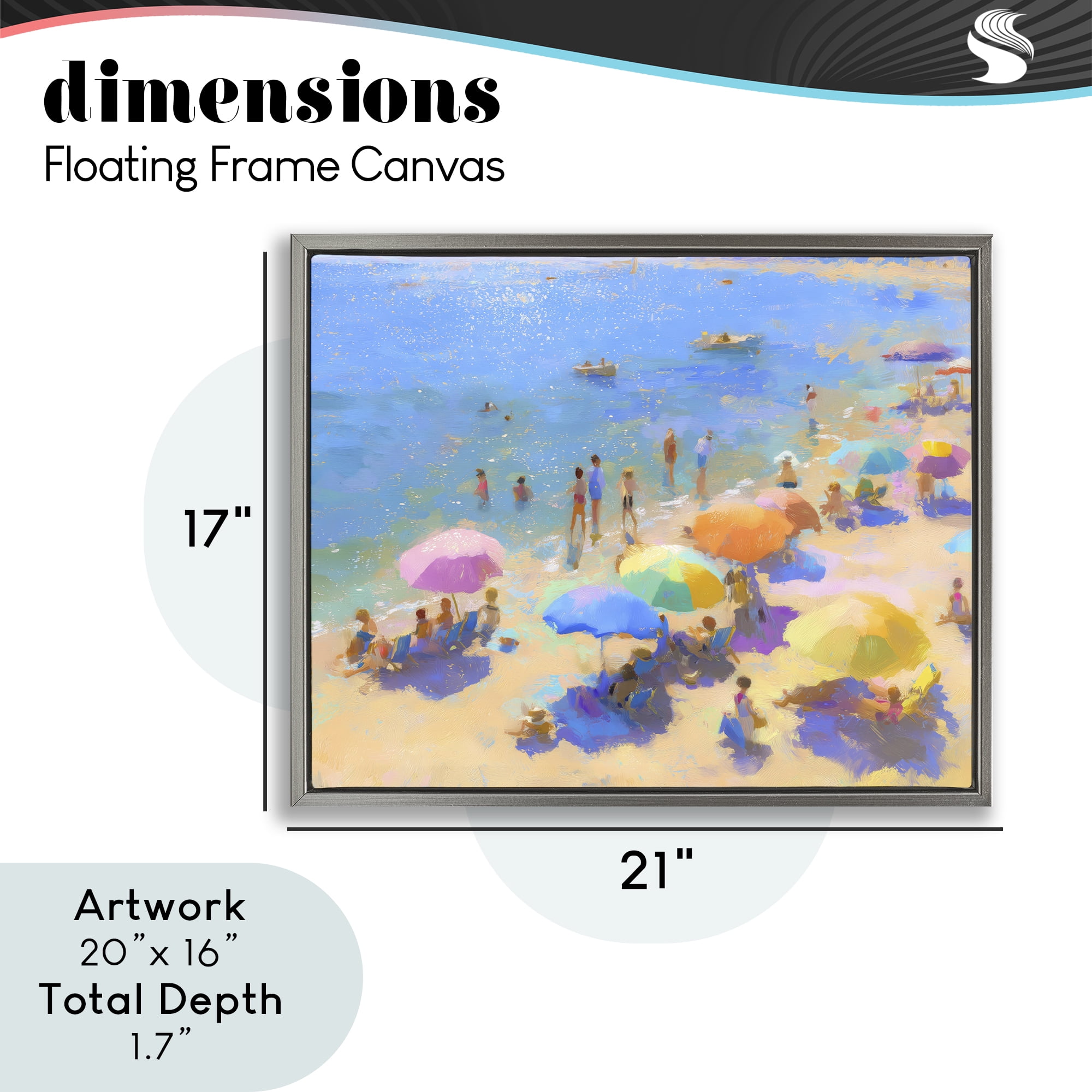 Stupell Industries Colorful Day at Beach Gray Framed Floater Canvas Wall Art, design by LSR Design Studio