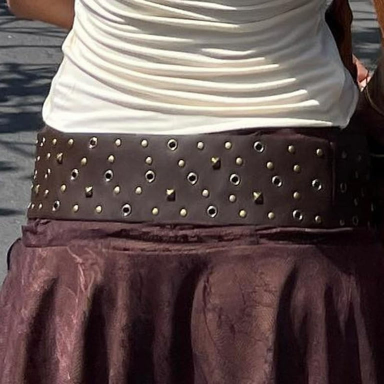 Women Vintage Y2k Belt Concho Rivet Leather Belts Western