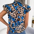 thumbnail image 6 of HAPIMO Women's Trendy Chiffon Loose Tops Clearance for Teen Girls Summer Tees Leopard Graphic Ruffle Sleeve Keyhole Neck Bowknot Pullover Elegant Casual Relaxed Blouses Khaki XL, 6 of 8