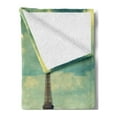 thumbnail image 2 of Eiffel Tower Soft Flannel Fleece Throw Blanket, Paris Cityscape France Scene View from a Wooden Deck Table Urban Life Classic, Cozy Plush for Indoor and Outdoor Use, 50" x 60", Teal, by Ambesonne, 2 of 5