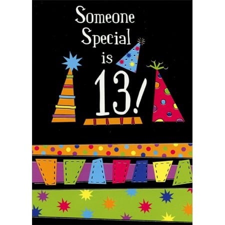 Designer Greetings Someone Special Party Hats on Black Background Age 13 / 13th Birthday