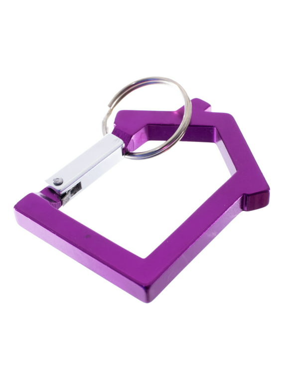 Craft County - Back 2 School - House Shaped Carabiner with Split Key Ring Colored Aluminum (Purple, 10-Pack)