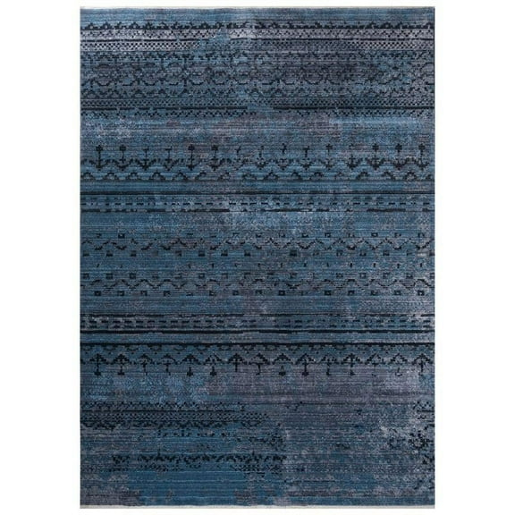 Allstar Living Room Area Rug with Faded Symbol design in Blue
