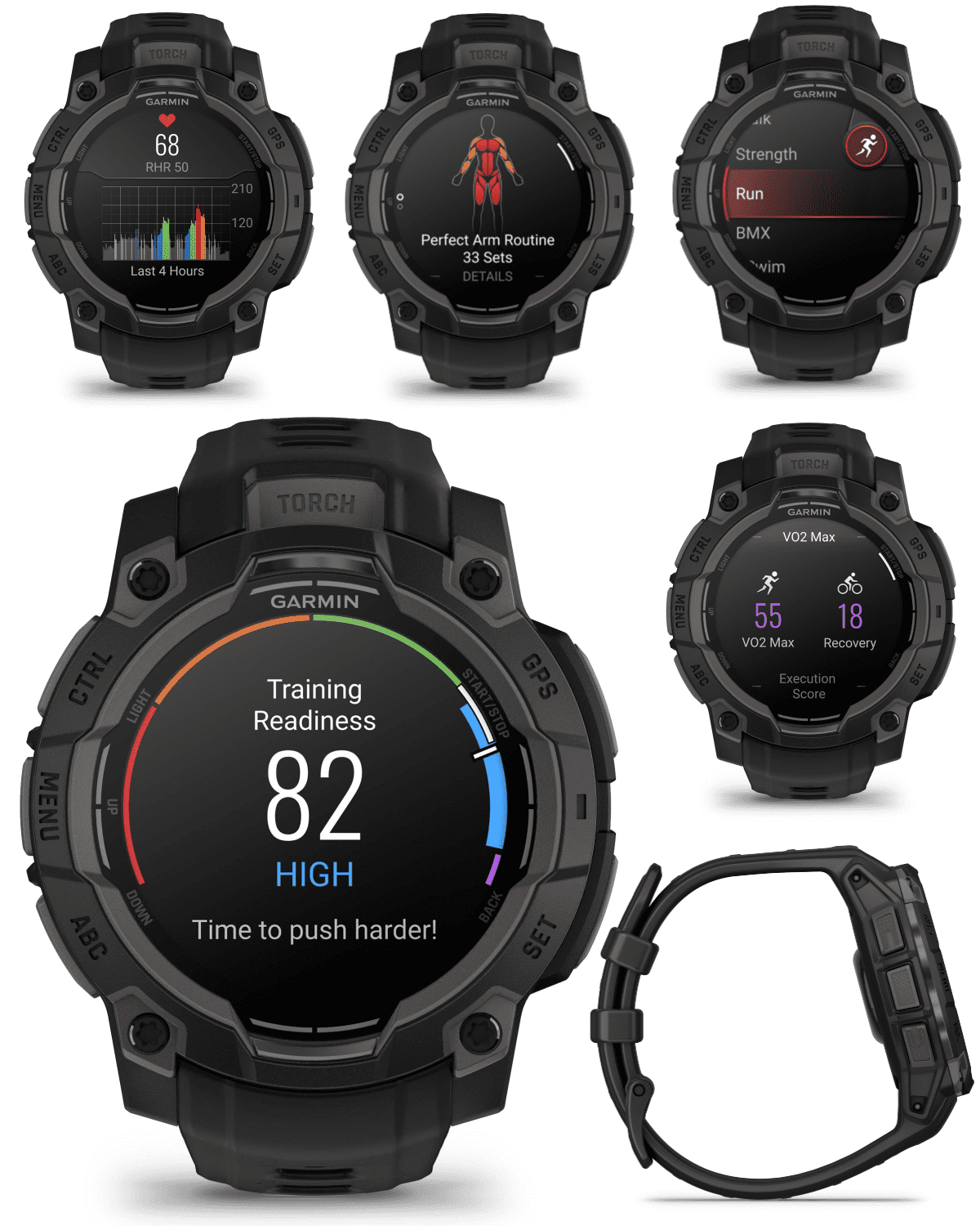Garmin Instinct 3 45mm, AMOLED Display, Rugged Outdoor GPS Smartwatch, Metal-Reinforced Bezel, Built-in Flashlight, Up to 18 Days of Battery Life, Black with Wearable4U Bundle