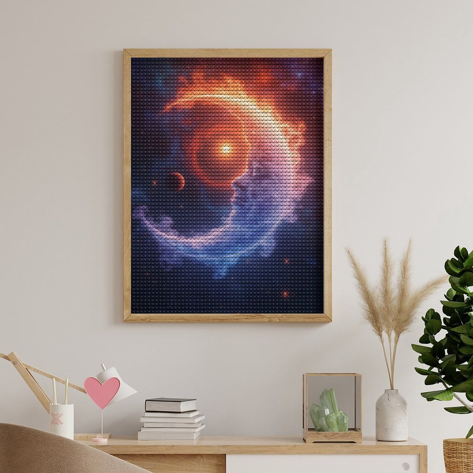 Diamond Art Kits for Adults, Astral Crescent Lunar Flame Face 5D Diamond Painting Kits for Adults Beginners, DIY Full Drill Diamond Painting, Gem Art and Crafts 12x16