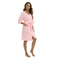 thumbnail image 3 of Women's Waffle Wrap Robe Zipper Robes Half Sleeve Zip Front Knee Length Lightweight Housecoats Couples Bathrobe Nightgown with Pockets & Belt, S-2XL, 3 of 9