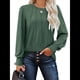 thumbnail image 2 of Camisas de Larga para Mujer, Blusas Plisadas Informales de Negocios con Cuello Redondo y Puños Fruncidos Verde XXL, 2 of 7