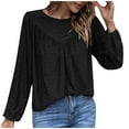 thumbnail image 1 of Jersey de manga larga con cuello redondo fruncido y hueco para mujer, informal, a la moda Pompotops FGAJ12280, 1 of 7