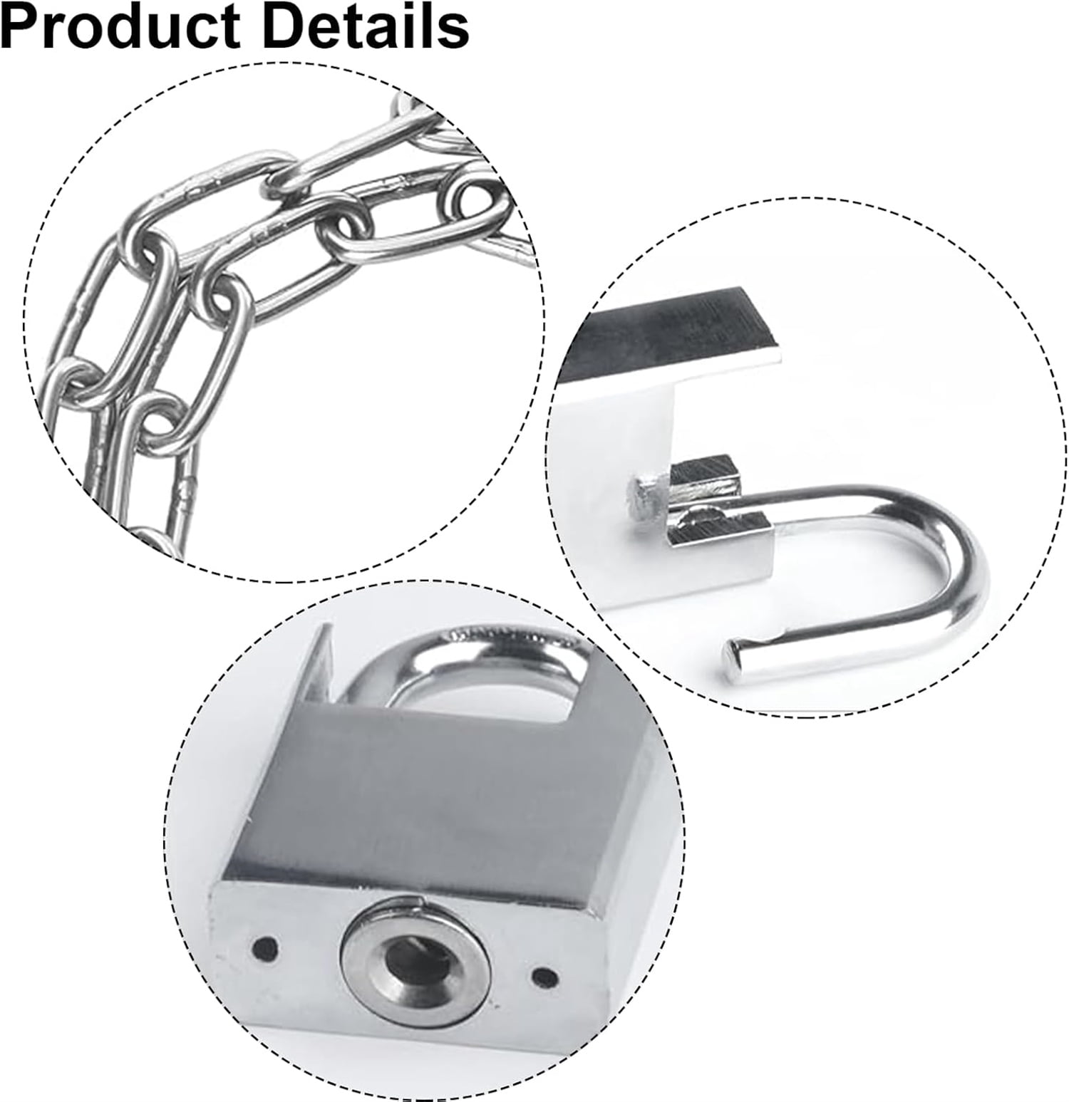 31.5 inch/0.8 Meter Bicycle Chain Lock,Security Chain Lock,Bike Chain Lock,Stainless Steel Chain with Anti-Cut Padlock and Key for Door, Fence, Scooter Lock, Anti-Theft Protection